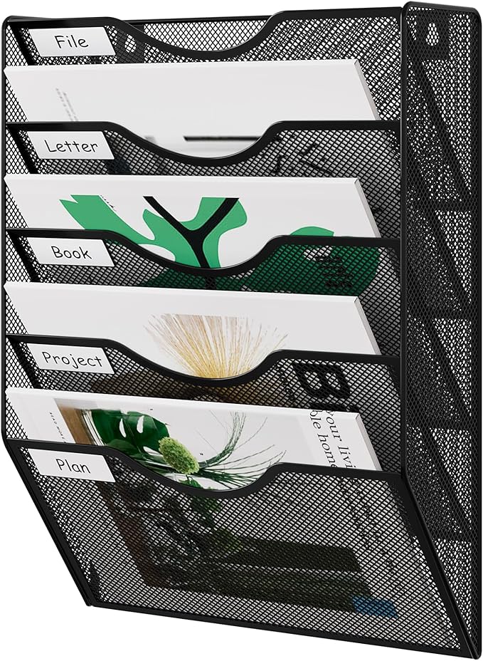 EasyPAG 5 Pocket Mesh Wall File Organizer, Hanging Paper Folder Holder by EasyPAG