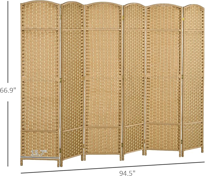 HOMCOM Room Divider, 6 Panel Folding Privacy Screen, 5.6' Tall Freestanding - Image 7