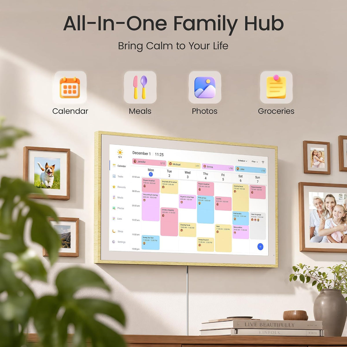 Dragon Touch 21.5 inch Digital Calendar Chore Chart – Digital Picture Frame, ...