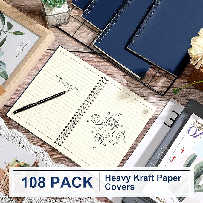 Yahenda 108 Pcs Spiral Notebook Bulk A5 Journal Lined 8.3'' x 5.5'' Writing - Image 2