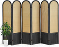 Asnefeli Room Divider 4 Panels, Folding Privacy Screen, Foldable Wood Rattan by AsNefeli