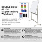 Double-Sided Mobile Whiteboard Magnet Dry Erase Board on Wheels - Image 2