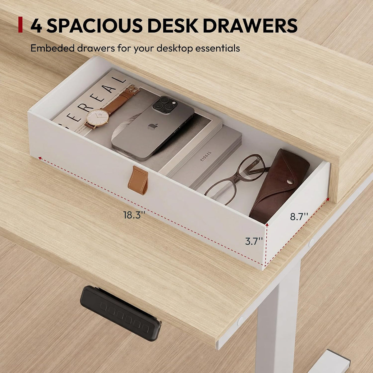 SANODESK 71x63 Electric L-Shaped Corner Standing Desk with 4 Drawers