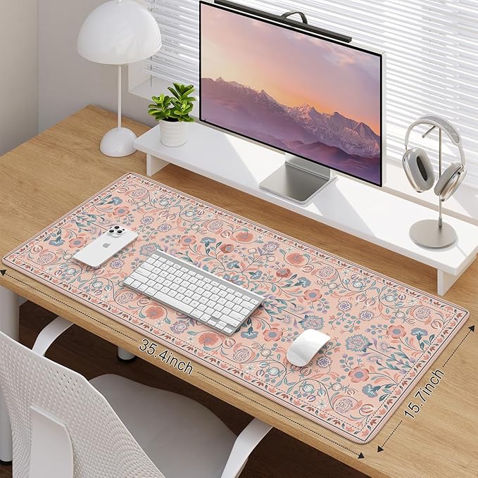 iCasso Desk Mat for Keyboard and Mouse, Large Mouse Pad, Desk Pad Mat, - Image 2