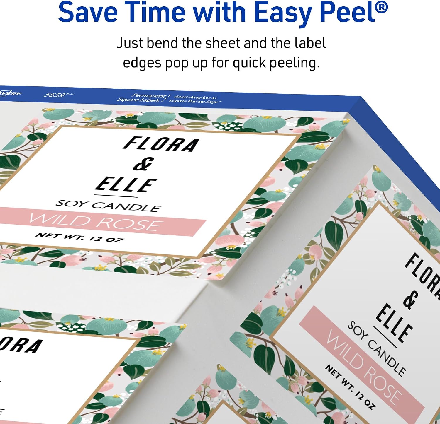 Avery® Printable Square Labels, Sure Feed® Technology, 3" x 3", Matte White, Permanent Adhesive, Laser/Inkjet Printable, 150 Blank Labels, Great for Product Merchandising, Stickers, and More (5659)