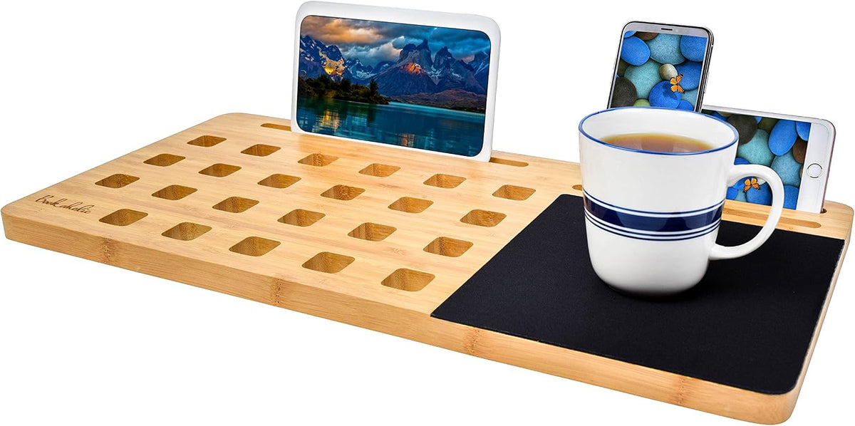 BOOKAHOLIC Lap Desk| Enhanced Organic Bamboo Lap Tray with Vent Holes & B...