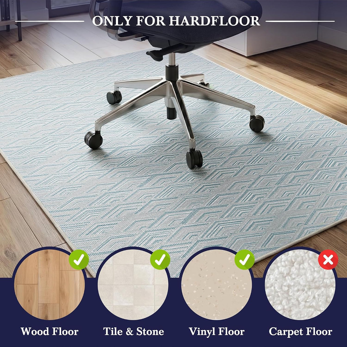 Aothia Textilene Chair Mat for Hardwood Floors - Heavy Duty Non-Slip Desk Flo...