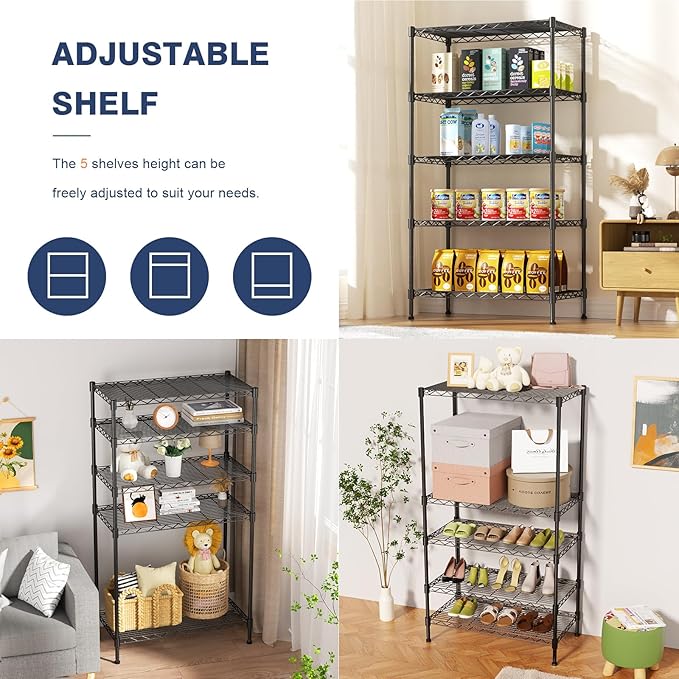 VANZBON 5-Tier Heavy Duty Wire Shelving Unit, Wire Shelf Racks - Image 4