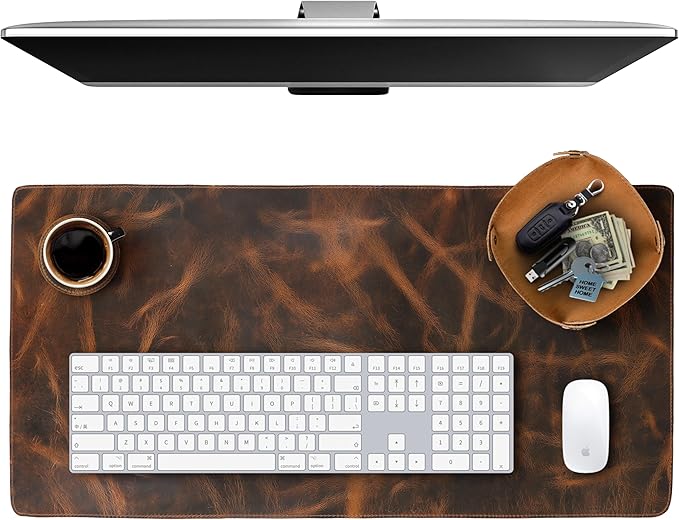 Leather Desk Pad Real Leather Desk Mat Desk Cover Desk Blotter Desk Protector by Elizo