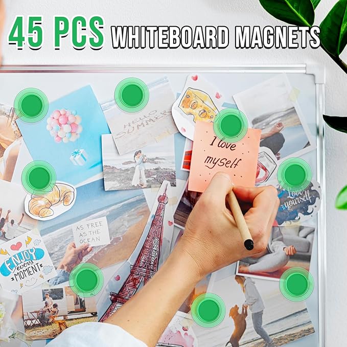 VNDUEEY 45 Pcs Whiteboard Magnets, Round Fridge Magnets, Dry Board Magnet Decor - Image 4