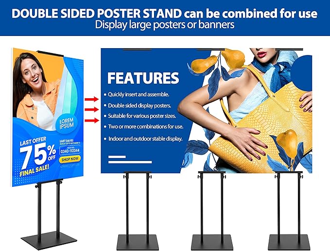 VAIIGO 2Pack Poster Stand for Display, Heavy Duty Floor Standing Sign Holder - Image 2