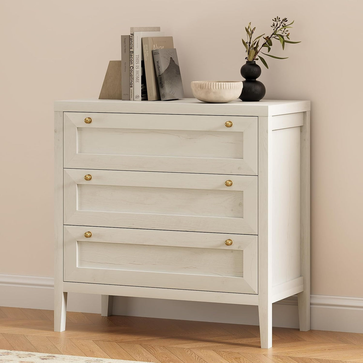 Dresser for Bedroom with 3 Drawers, Farmhouse Closet Storage Organizer with G...
