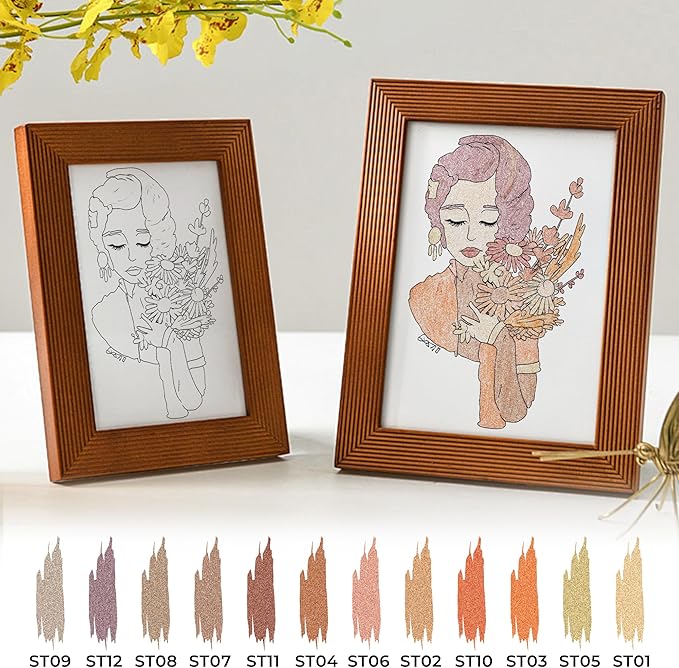Retractable Glitter Gel Pens, 12 Colors Large Capacity Skin Tone Glitter - Image 4