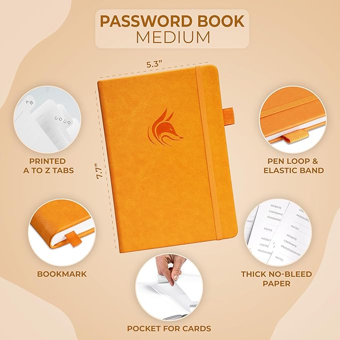 Clever Fox Password Book with alphabetical tabs. Internet Address Organizer - Image 2