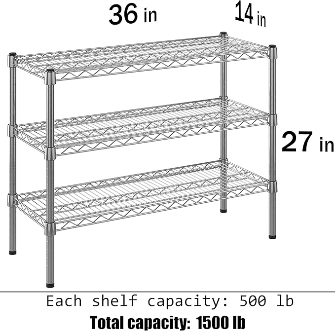 Regal Altair 14" Deep x 36" Wide x 27" Height Wire Shelving Kit | 3-Tier | NSF - Image 3