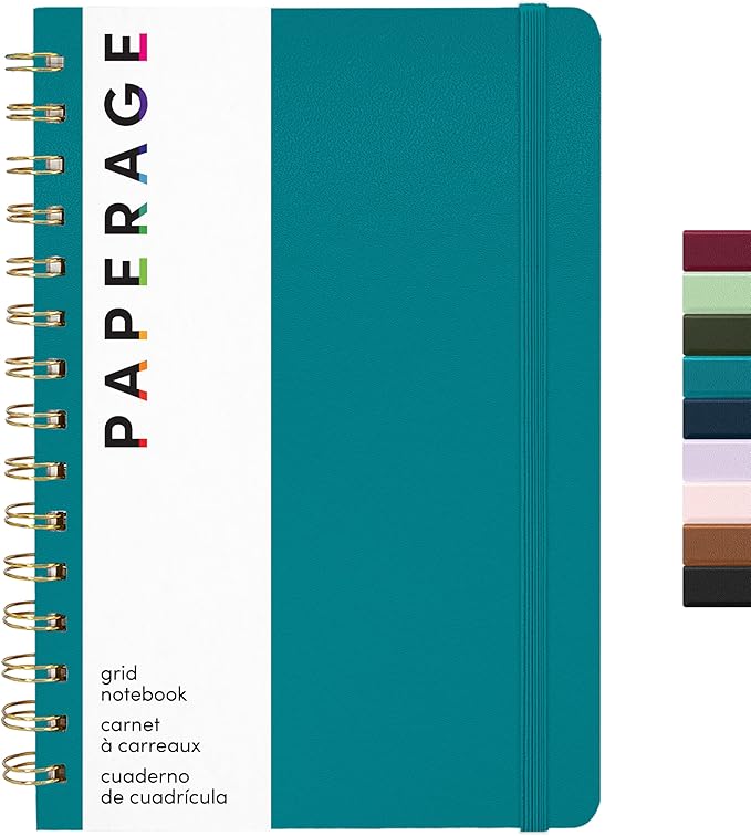 PAPERAGE Graph Paper Spiral Notebook & Journal, 160 Pages, Medium 5.5 inches x by PAPERAGE