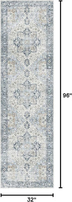 GENIMO Runner Rug 2'6''x8, Non Slip Vintage Hallway Runner Rugs, Low Pile - Image 2