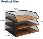 Natwind 3-Tier Stackable Paper Tray, Metal Mesh Desktop Organizer, Paper Sorter - Image 2