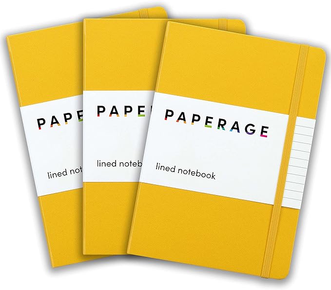 PAPERAGE Lined Journal Notebook, 3 Pack, 160 Pages, Medium 5.6 in x 8 in by PAPERAGE