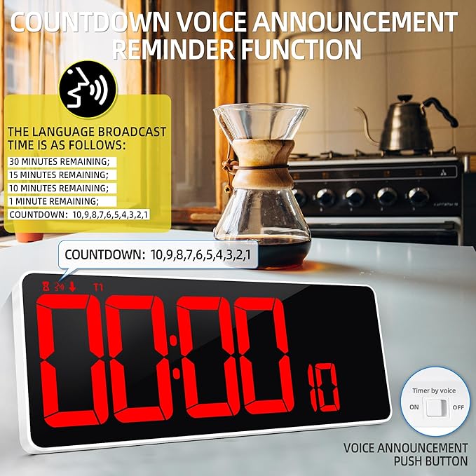 KMMKGG 13.7”Digital Timer Large LED Screen displays（5'' Number）, The Date time - Image 7