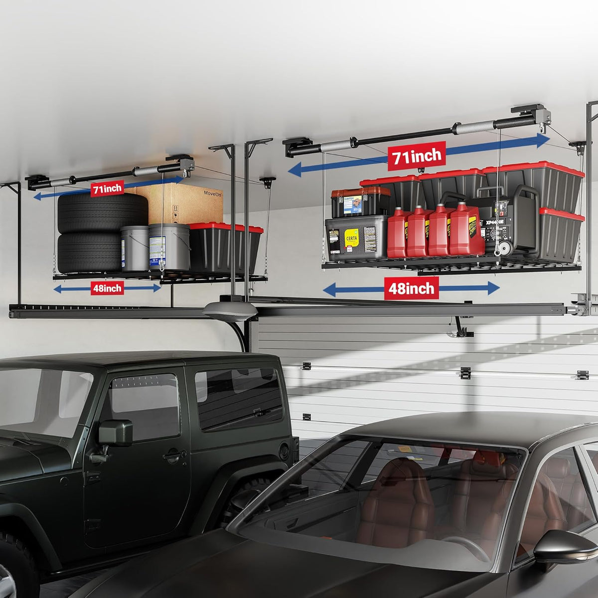 fleximounts gl1 overhead garage lifting storage rack, 4x4 shown in use