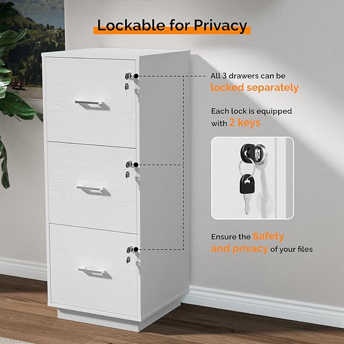 VINGLI 3 Drawer File Cabinet - Image 5