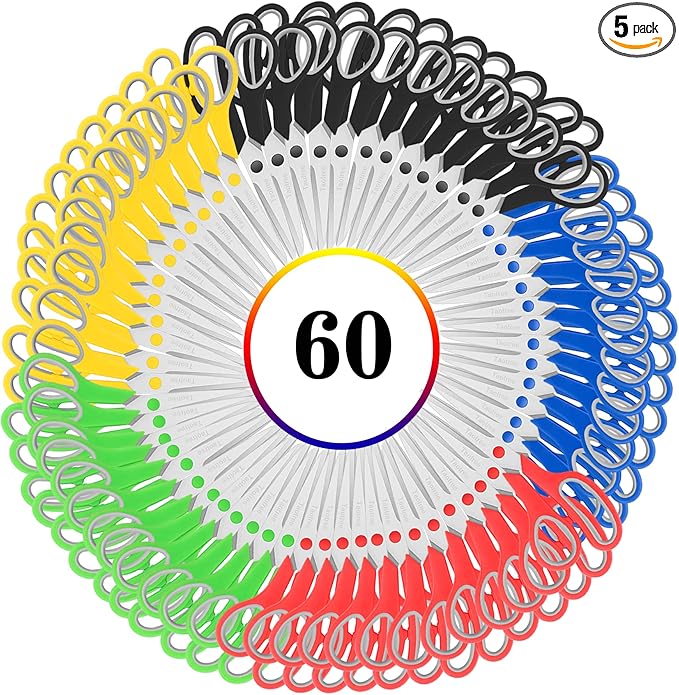 Scissors Bulk 60-Pack, Taotree 8" All Purpose Scissors, Soft Comfort-Grip by Taotree