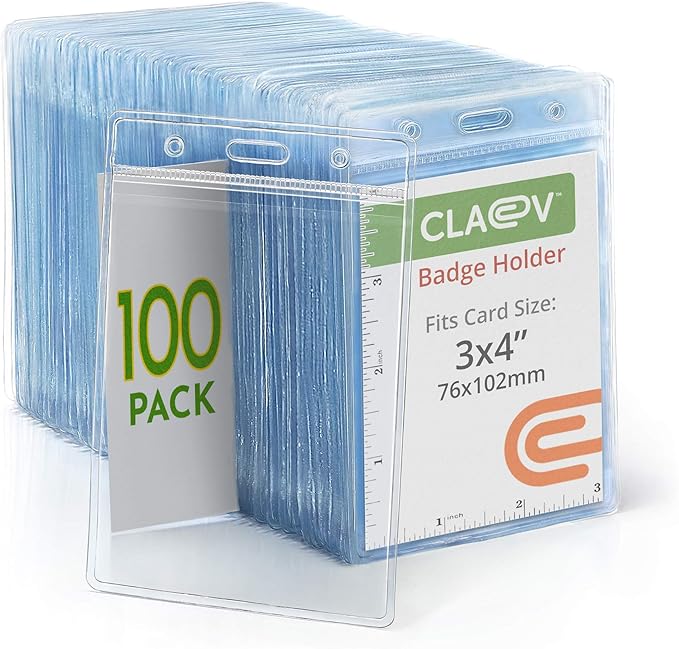Claev Vertical Large Flexible and Tear Resistant ID Badge Holders, Conventions by Claev