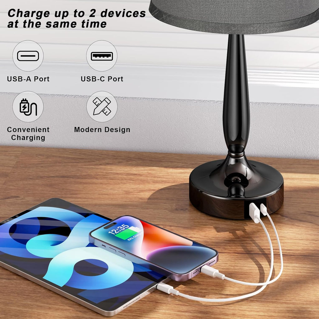 kakanuo touch table lamp for bedroom, small bedside, side view