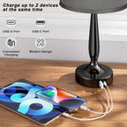 kakanuo touch table lamp for bedroom, small bedside, side view