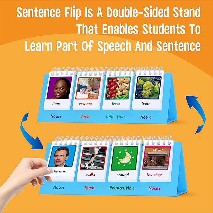 Sentence Flip Charts, 80 Double Sided Cards in Noun/Verb/Adjective/Preposition - Image 2