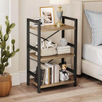 Homeiju Bookshelf, 3 Tier Industrial Bookcase, Metal Small Bookcase, Rustic - Image 6
