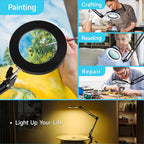 LED Magnifier Desk Lamp with Stand, 3 Color Modes & Stepless Dimming 5-Diopter - Image 7
