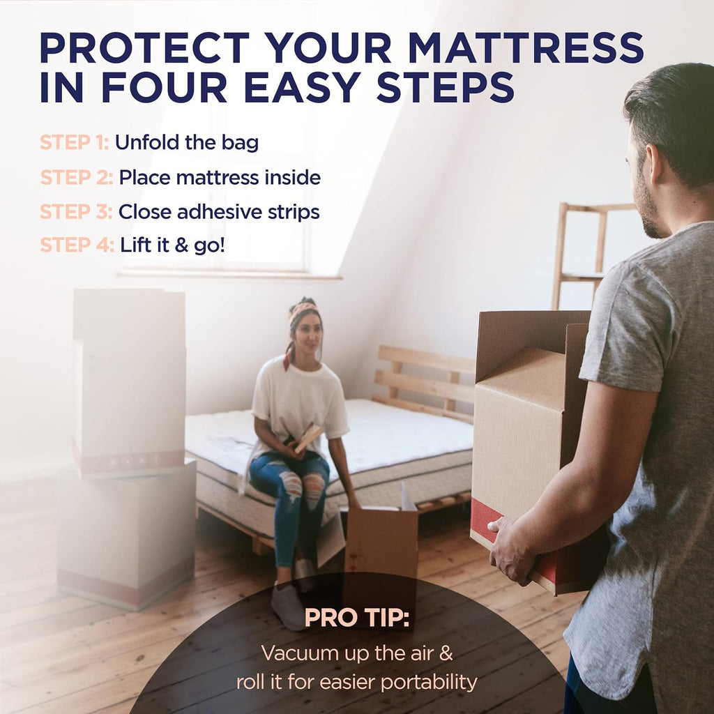 Ultrablock Mattress Bags for Moving or Storage – 6 Mil Plastic Cover, Tear and Puncture Resistant, Non-Slip Grip, Extra Thick Queen Size Bag