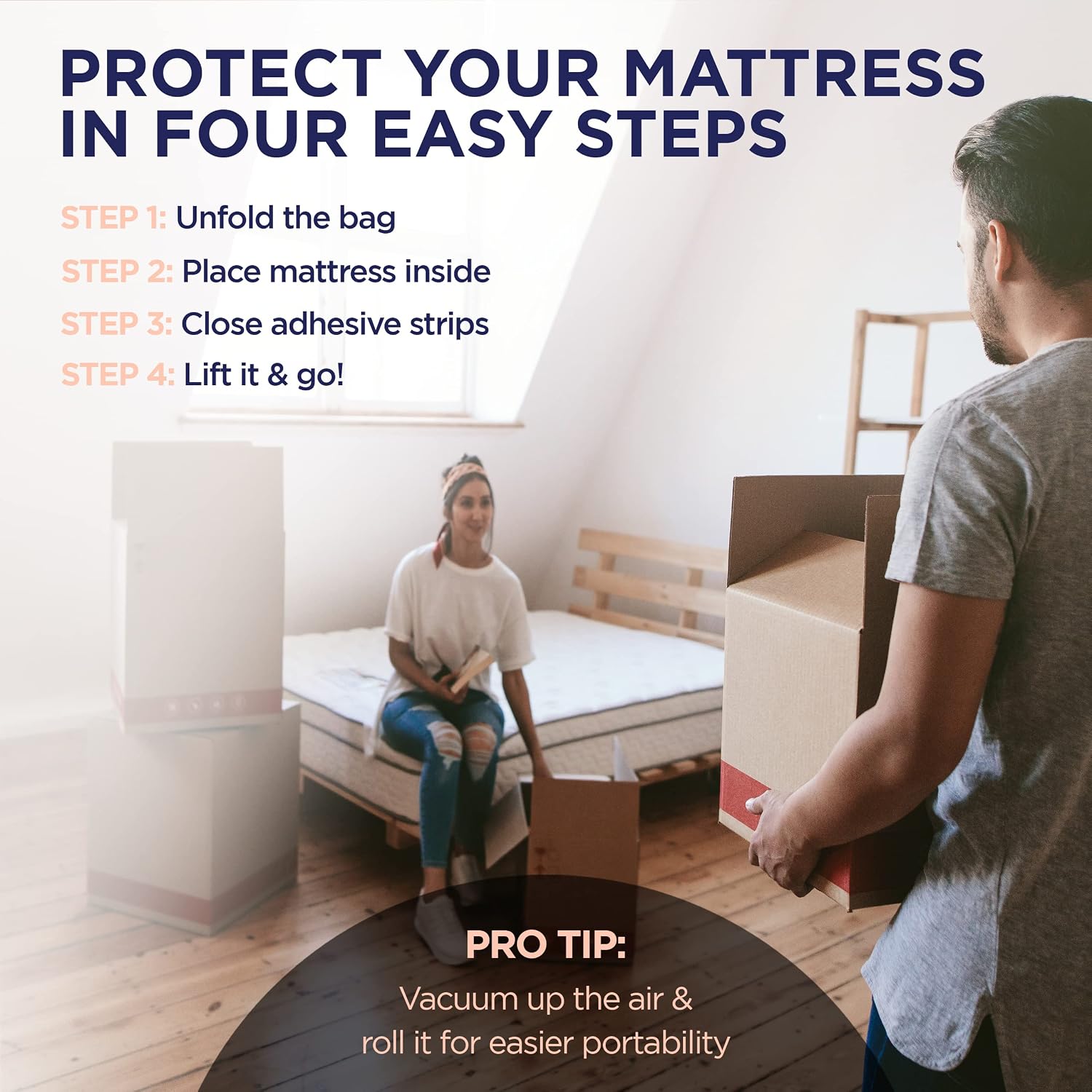 Ultrablock Mattress Bags for Moving or Storage – 6 Mil Plastic Cover, Tear and Puncture Resistant, Non-Slip Grip, Extra Thick Queen Size Bag