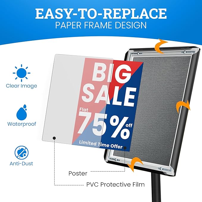 Banzoni Standing Sign Holder | Adjustable Pedestal Signage Stand - Image 5