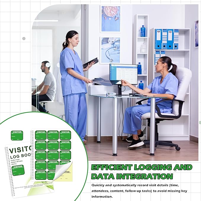 2 Pack Visitor Badges with Carbon Copy Visitor Stickers Letter Size Visitor Log - Image 5