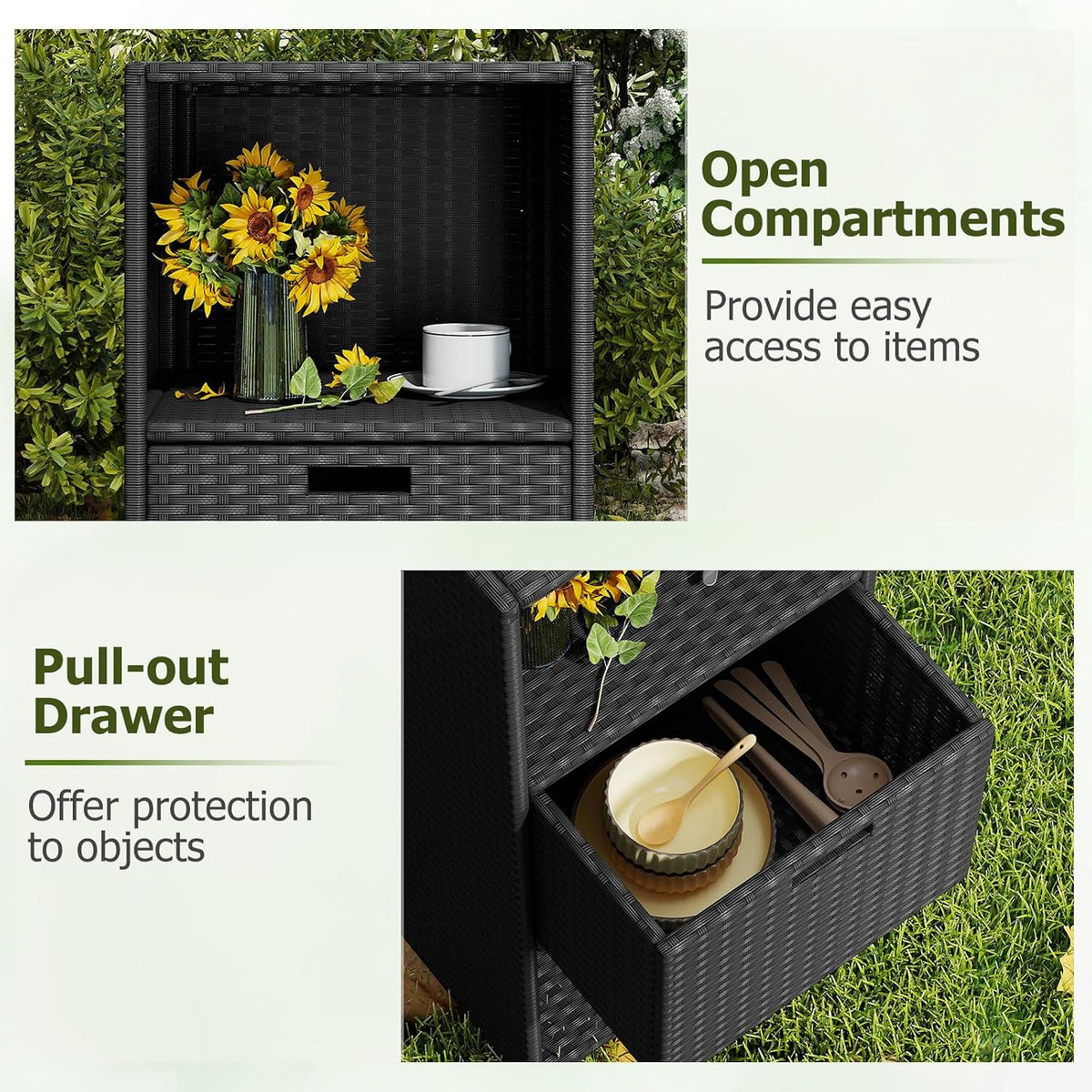 happygrill outdoor storage cabinet pe rattan wicker storage, package contents