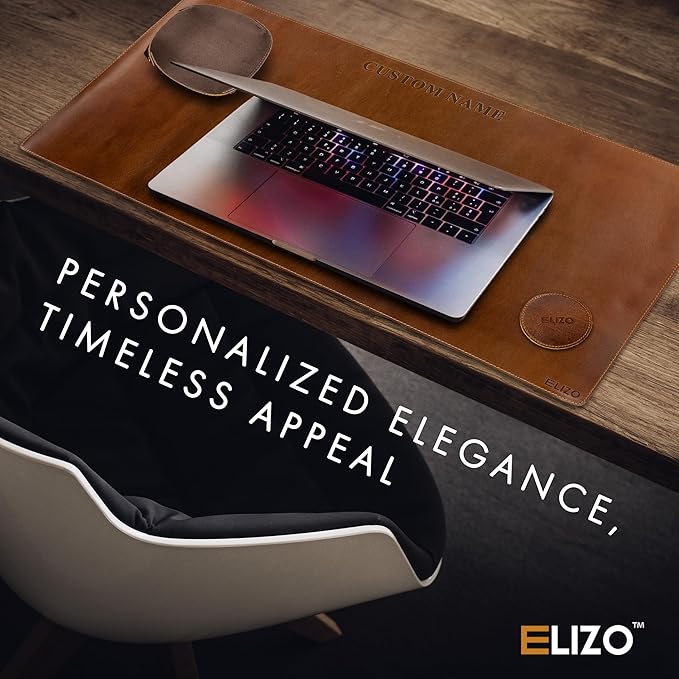 ELIZO Personalized Custom Desk Pad Set Real Leather Desk Mat Mouse Pad Unique - Image 6