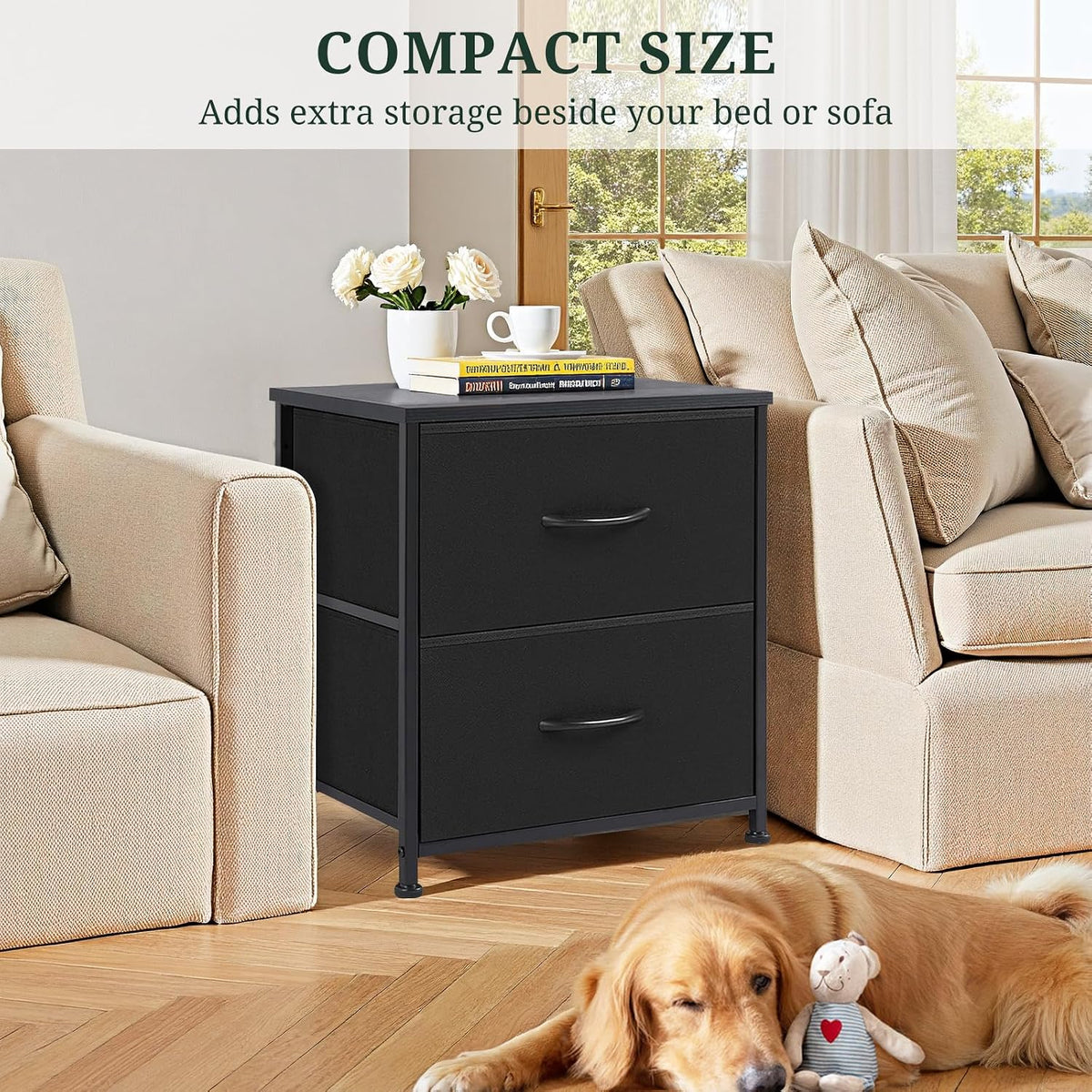 Nightstand Set of 2 Upgraded Small 2 Drawer Dresser End Table
