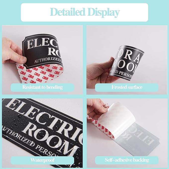 Electrical Room Door Sign for Business，Self-Adhesive Durable Modern Electrical - Image 4