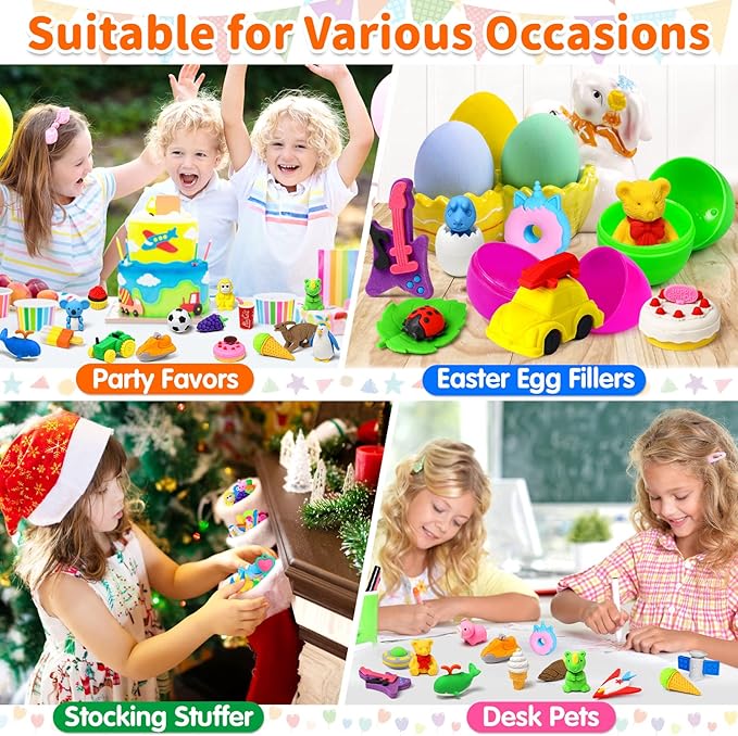 70 Pack Animal Erasers for Kids Bulk Desk Pets Classroom Prizes Treasure Box - Image 8