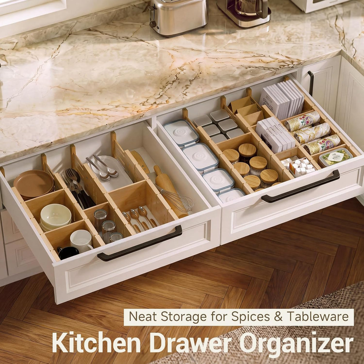 Deep Drawer Dividers For Clothes,Expandable Drawer Organizer (6, Long)
