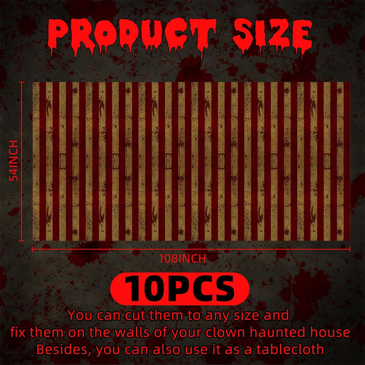 Remerry 10 Pcs Halloween Circus Backdrop Creepy Carnival Clown Decorations