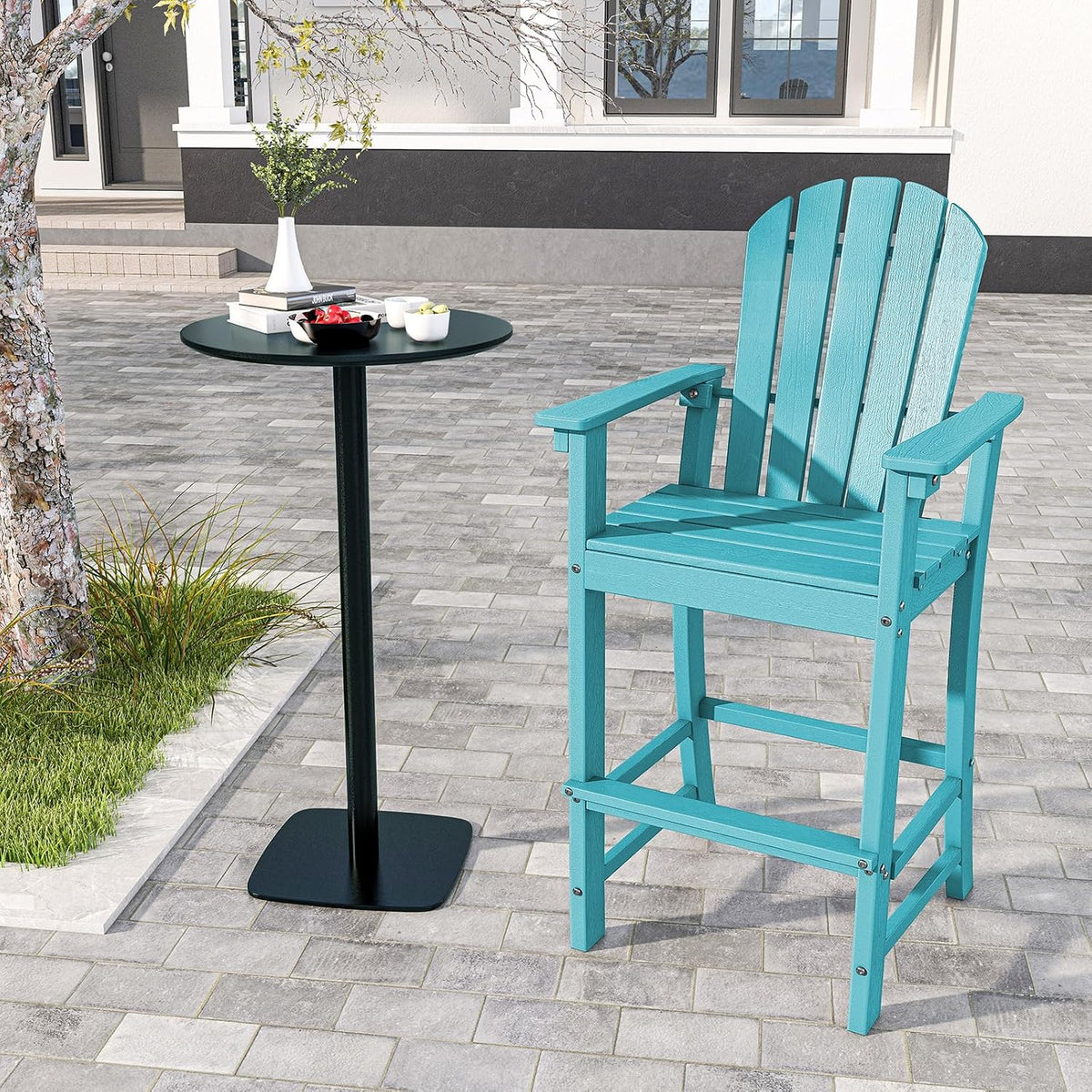 Tangkula Outdoor Tall Adirondack Chair 30 Inches Seat Height, HDPE Bar Height...
