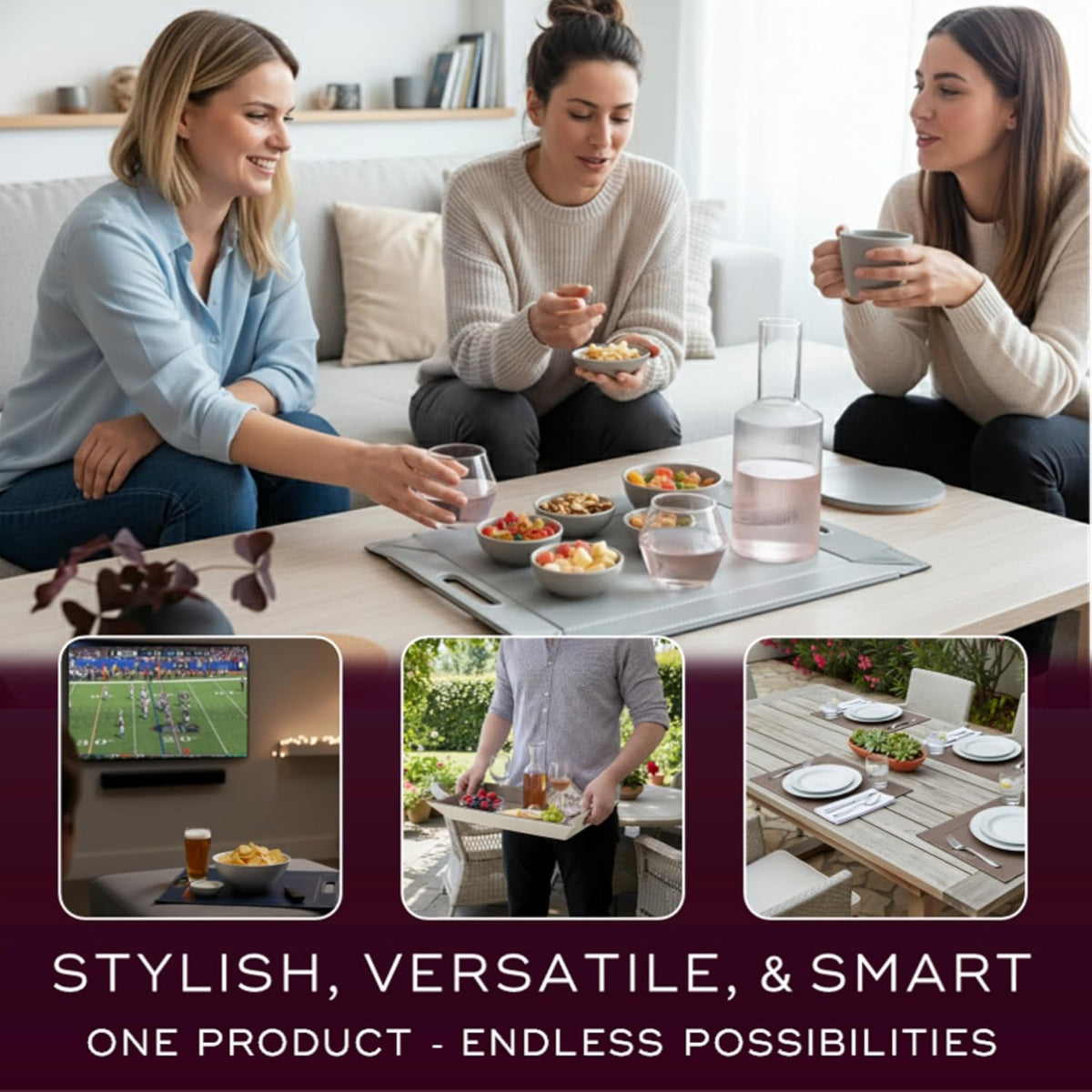 2-in-1 Serving Tray & Placemat | Faux Leather & Reversible