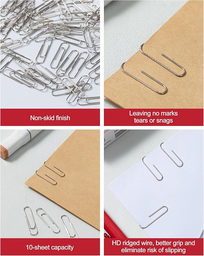 PAPERPAL Paperclips for Office School & Personal Use, #1 Nonskid Paper Clip - Image 4