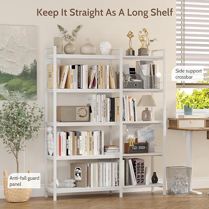 5 Tier Corner Bookshelf, Reversible Corner Shelf, Industrial Wooden Display - Image 3