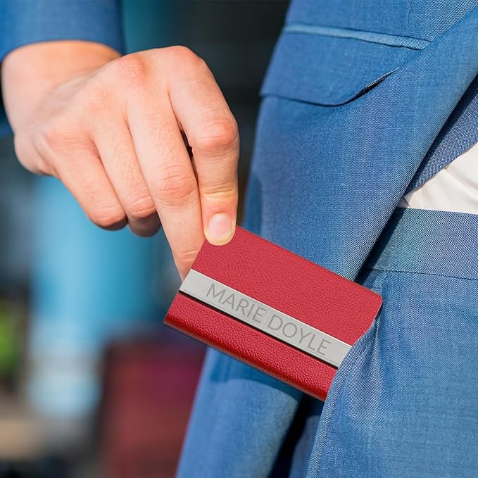 Taikuri Custom Business Card Holder Personalized Engraved Leather Business Card - Image 6