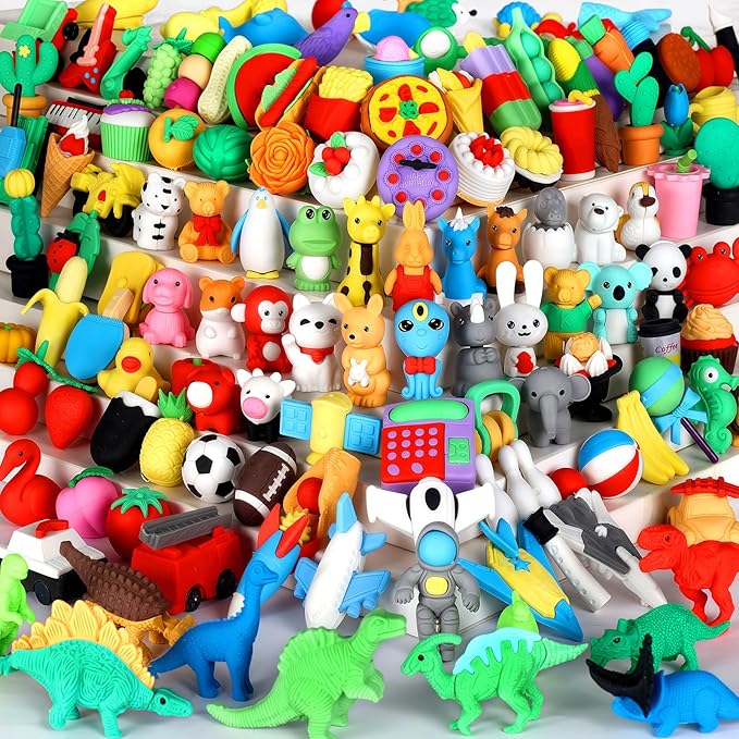 URSKYTOUS 130Pcs Animal Erasers Kids Desk Pets Pencil Erasers 3D Puzzle Bulk by URSKYTOUS
